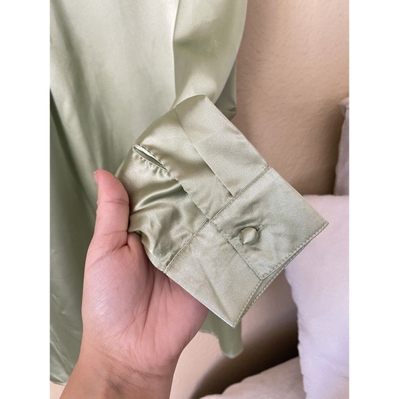 Princess Poly Satin Shirt Mini Dress In Sage Size 0 NWT - Picture 10 of 10